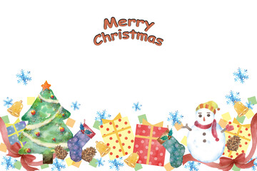 水彩手描きのクリスマスカード