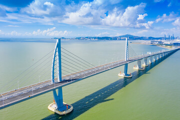 Aerial view of the Zhuhai section of the Hong Kong–Zhuhai–Macau Bridge, China