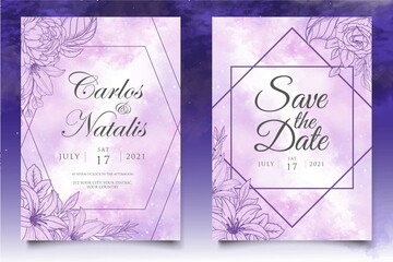Elegant vintage floral wedding invitation template