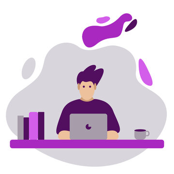 Work From Home or School From Home Flat Illustration