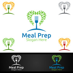 Meal Prep Healthy Food Logo for Restaurant, Cafe or Online Catering Delivery