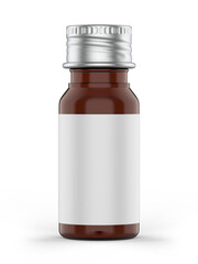 Blank PET pharma bottle with screw cap for mock up and branding, 3d render illustration.
