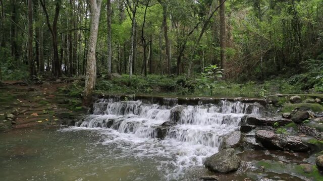 Waterfall in Namtok Samlan National Park. Beautiful nature at Saraburi province Thailand