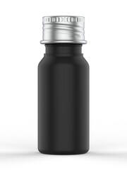 Blank PET pharma bottle with screw cap for mock up and branding, 3d render illustration.