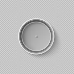 White plastic bottle cap from bottom view on transparent background