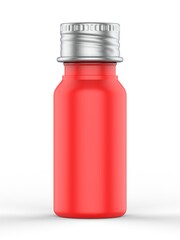 Blank PET pharma bottle with screw cap for mock up and branding, 3d render illustration.