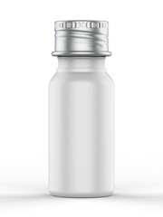 Blank PET pharma bottle with screw cap for mock up and branding, 3d render illustration.