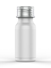 Blank PET pharma bottle with screw cap for mock up and branding, 3d render illustration.