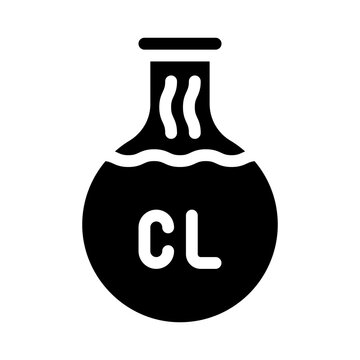 Chlorine Flask Glyph Icon Vector Black Illustration