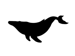 Humpback whale vector silhouette. Aquarium logo.