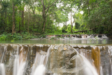 Waterfall in Namtok Samlan National Park. Beautiful nature at Saraburi province Thailand