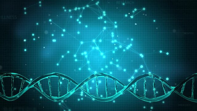 abstract technology science concept modern world blue light DNA human digital hi tech binary background. Genetics biology, biotechnology, chemistry, science, medicine, cosmetics, Medical Presentation.