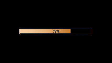 Amazing orange gradient waiting loading bar on black background,loading bar