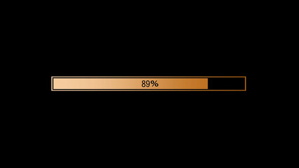 Amazing orange gradient waiting loading bar on black background,loading bar
