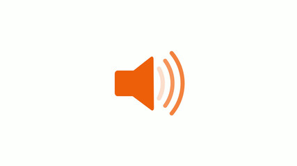 New orange color speaker icon on white background,sound speaker icon