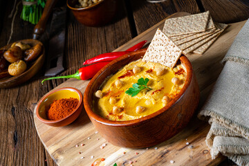 Delicious hummus paste with lemon and chilli