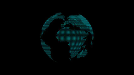 New cyan color 3d planet on black background,3d earth icon