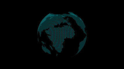 New cyan color 3d planet on black background,3d earth icon