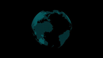 New cyan color 3d planet on black background,3d earth icon