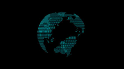New cyan color 3d planet on black background,3d earth icon