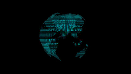 New cyan color 3d planet on black background,3d earth icon