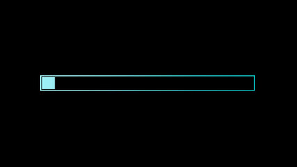 New cyan color waiting loading bar on black background