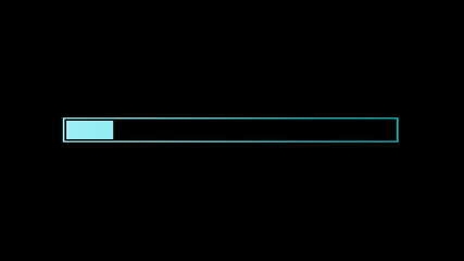 New cyan color waiting loading bar on black background