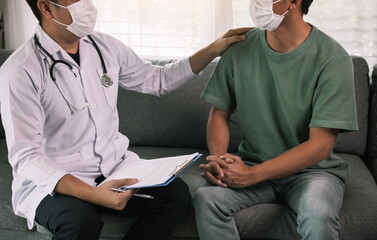 Doctor visit patients at home and follow-up the results treatment while providing confidence to patients at home during the outbreak of a new strain of coronavirus.