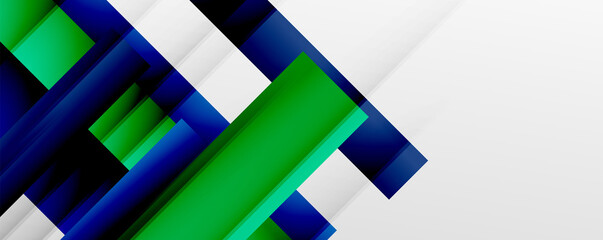 Geometric abstract backgrounds with shadow lines, modern forms, rectangles, squares and fluid gradients. Bright colorful stripes cool backdrops