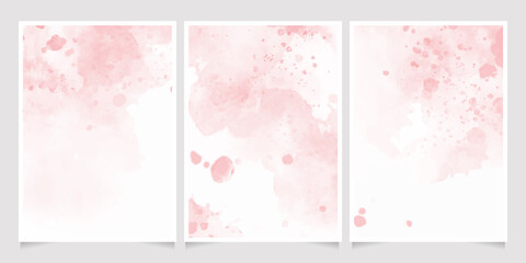 pink watercolor wet wash splash 5x7 invitation card background template collection