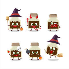 Halloween expression emoticons with cartoon character of black pepper bottle