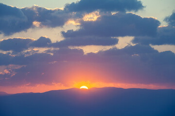 Colorful cloudy sky at sunset. Gradient color. Sky texture, abstract nature background