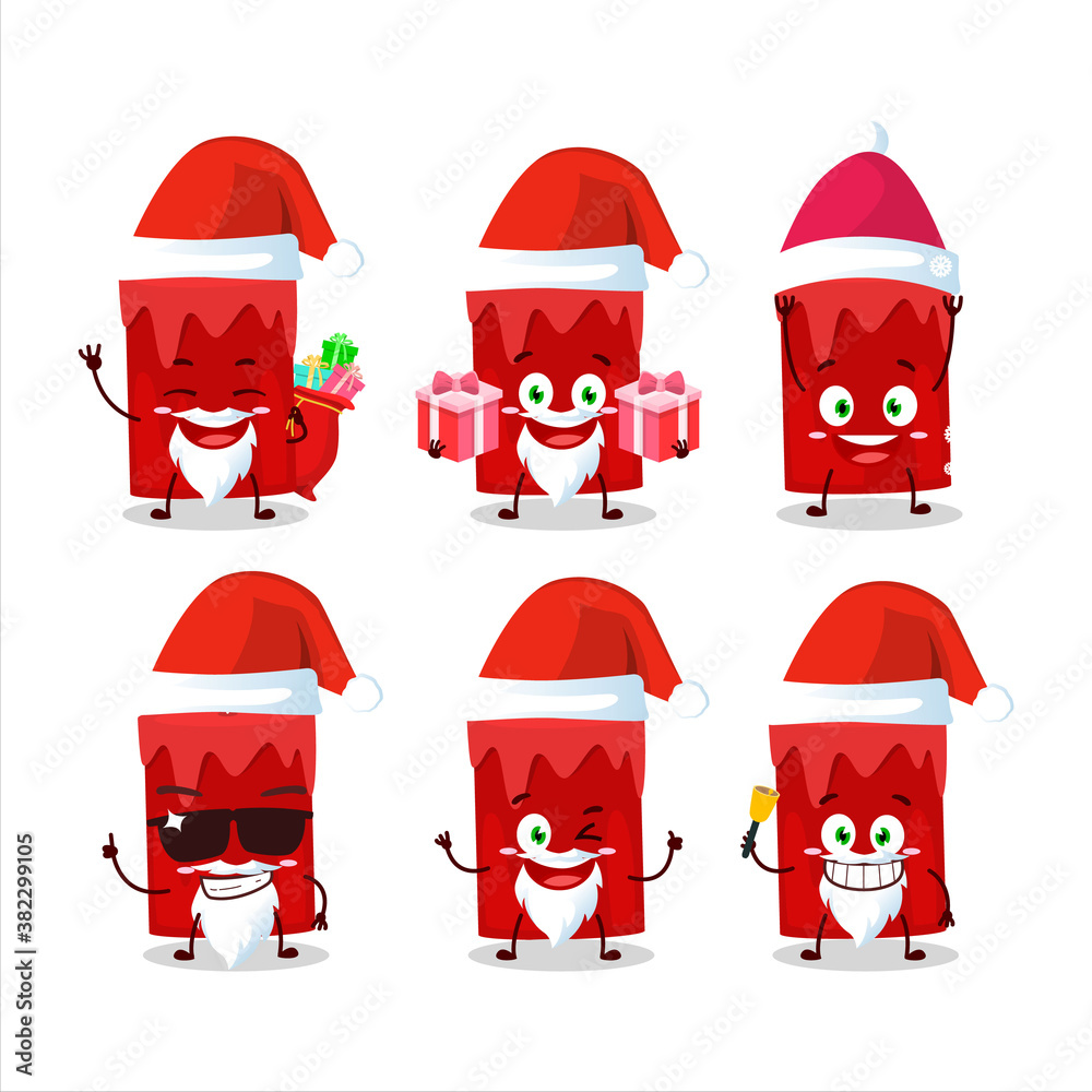 Wall mural santa claus emoticons with red candle cartoon character