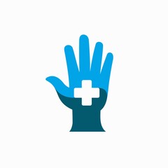 gloves icon with medical symbol