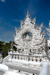 Place of worship, Wat Rong Khun also known as the white temple, located in Chiang Rai Province,...