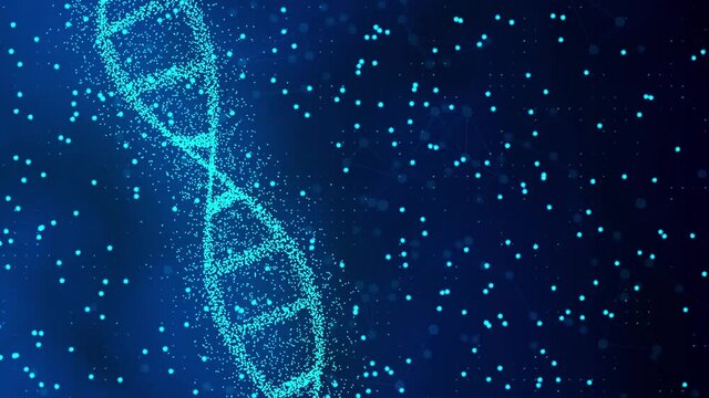 Abstract White DNA 3D Hologram glowing rotating DNA double helix loop animation. Science and medicine concepts. technology, medicine, gene therapy, development, engineering, AI synergy