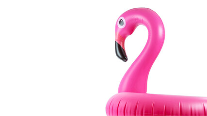 Beach flamingo. Pink pool inflatable flamingo for summer beach isolated on white background. Trendy summer concept.