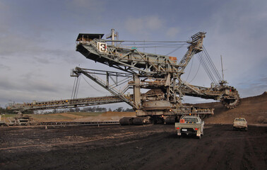 Fototapeta na wymiar Dredger used in Opencut mining of brown coal -Latrobe Valley Victoria Australia