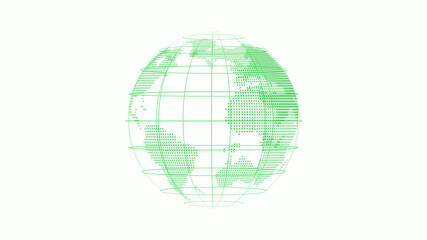 New green color 3d technology planet icon on white background,3d earth icon