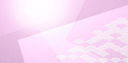 波のパターンとピンクの和紙の背景素材 
