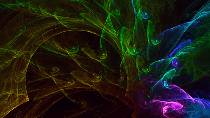 3D rendering abstract multicolor fractal light background