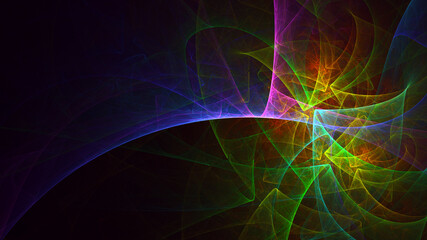 3D rendering abstract multicolor fractal light background