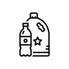 Black line icon for plastic