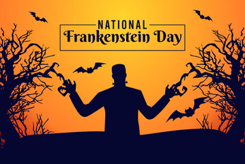 Vector graphic of national Frankenstein day good for national Frankenstein day celebration. flat design. flyer design.flat illustration.