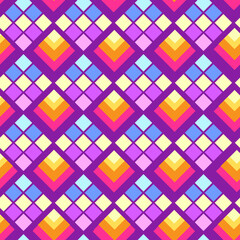 Seamless pattern with bright geometric multicolored squares pattern. Use for packaging, fabric, wallpaper, napkins, web design, advertising. Vector.