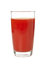 Glass of tomato juice isolated on white background