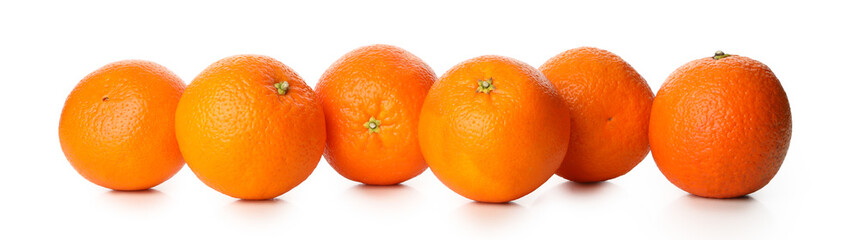 Group of ripe mandarins isolated on white background