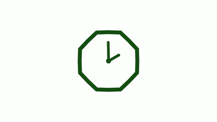 Amazing green dark counting down clock without trick,clock icon,clock isolated