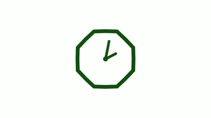 Amazing green dark counting down clock without trick,clock icon,clock isolated