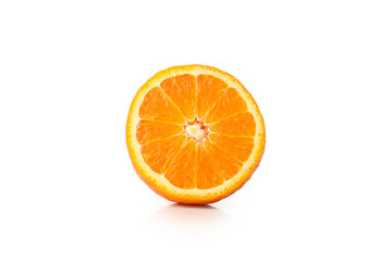 Half of ripe mandarin isolated on white background